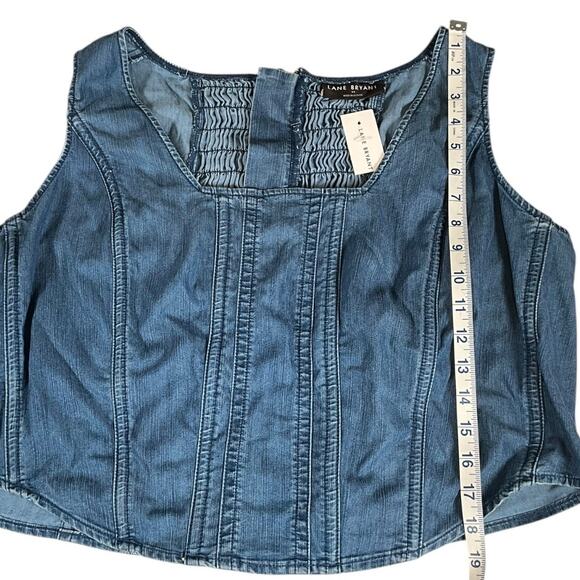 Lane Bryant Size 22 Denim Cropped Corset Tank Top Zip Back Stretch NWT Stretch - Picture 7 of 10